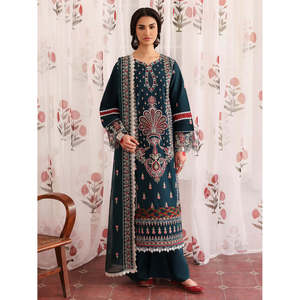 Ensemble chemise en mousseline de soie brodée Mahnur avec dupatta en tulle et pantalon - MAHNUR - 3 pièces # # # # BIC-4689 - Product Image 1
