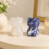 Sculpture de chat en cristal KT, figurine d'animal en pierre naturelle sculptée à la main pour la décoration et l'exposition sur le bureau, l'étagère ou dans la pièce