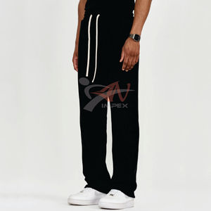 Oversized Street Style Sweatpants for Men Women Fleece-Lined Straight-Leg <b>Trousers</b> <b>Plus</b> <b>Size</b> Casual Mid Waist Drawstring Closure - Product Image 3