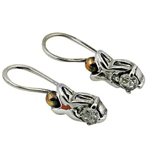 Boucles d'oreilles pendantes en argent avec diamants pour femmes, bijoux de mode - Product Image 1