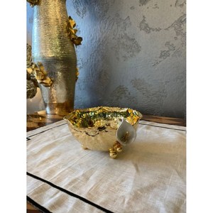 Cuenco personalizado de Metal martillado para servir aperitivos, elemento de diseño de hoja de Color dorado plateado, suministros de vajilla desechables para fiestas - Product Image 4