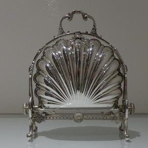 Boîte à biscuits pliante en forme de coquille Biscuit anglais victorien Baril chauffant plaqué argent antique pour la décoration intérieure et l'hôtel - Product Image 2
