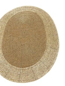 Antique Gold Oval <b>Beaded</b> <b>Placemat</b> Handmade Glass Beads on Polyester Fabric Elegant Dining Decoration Mats - Product Image 5