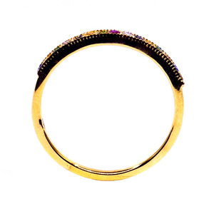 Atractivo oro amarillo de 14 quilates piedras preciosas multicolores encanto asequible elegante anillo de banda completa de moda - Product Image 4