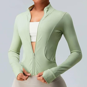 เสื้อแจ็กเก็ตแขนยาวมีซิปสำหรับผู้หญิงน้ำหนักเบาเสื้อเล่นโยคะฟิตเนสใส่วิ่ง - Product Image 2