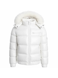 Men's Casual Winter Windproof & Breathable Matte Shiny Puffer Jacket with Zipper Closure and <b>Fur</b> <b>Trim</b> - Product Image 4