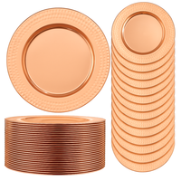 Assiettes de présentation dorées à la rose de 13 pouces, décoratives, en métal cuivré, pour les dîners, les réceptions de mariage