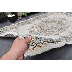 Tapis en laine turque beige classique 4x6 pieds avec motif patchwork en latex pour modèle de couloir rectangle de salon ou de chevet - Product Image 3