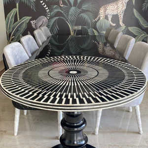 Mesa de Centro de Lujo Hecha a Mano con Incrustaciones de Hueso, Decoración Nórdica Minimalista para Sala de Estar, Mueble de Madera Artesanal Único y Moderno - Product Image 5