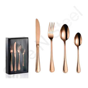 Ensemble de couverts en acier inoxydable couteau de fête cuillère fourchette kit de vaisselle au prix de gros ensemble de couverts couleur cuivre - Product Image 1