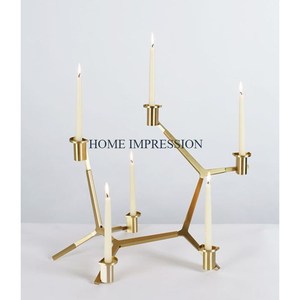 Bougeoirs de table décoratifs en aluminium plaqué or Bougeoirs de table de luxe faits à la main Bougeoirs de mariage Prix raisonnable - Product Image 3