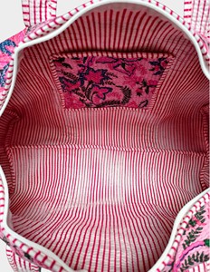 Bolsa de Viaje de Gran Capacidad, Tipo Weekender, de Pana con Estampado Floral Rosa - Product Image 6