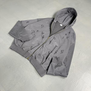 Sweatshirts pour hommes, streetwear pour hommes, survêtement, sweat-shirt à capuche avec impression puff effet délavé, sweat-shirt à capuche zippé pour hommes, ensembles de sweat-shirts pour hommes, sweat-shirt à capuche uni vintage délavé - Product Image 1