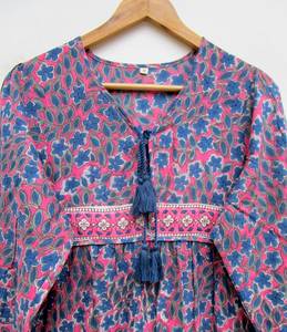 100% à la mode coton motif fleuri conception imprimé maxi robe avec taille personnalisée tenue décontractée pour les femmes portant des articles ensembles - Product Image 5