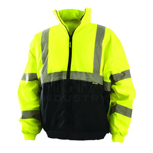 Veste de sécurité fluorescente avec fermeture éclair Vêtements de travail durables pour la construction et le contrôle de la circulation - Product Image 1