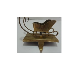 Modern Vintage Heavy Solid Brass Sleigh <b>Christmas</b> Stocking Holder Hanger For Fireplace Mantel Gift Item Home Decor - Product Image 1