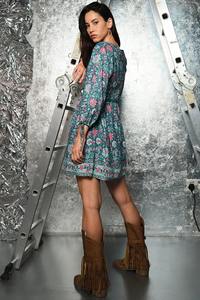 Femmes élégantes vacances d'été robe courte bloc à la main imprimé fleuri tenue de fête décontractée cadeau de mariage de mariée personnalisé en vente - Product Image 2