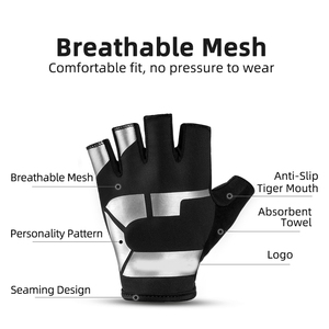 Gants de vélo de montagne demi-doigts légers et respirants en maille antichoc antidérapante pour la route et l'extérieur - Product Image 2