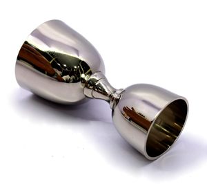 Double Sided Brass Liquor Peg <b>Measuring</b> Jigger 30ml 60ml | Silver Color Metal Bar Tool for Cocktails and Bartender Use - Product Image 5