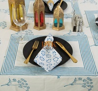 Couverture de table à fleurs bleu ciel pour banquets hôtel nappe imprimée indienne style bohème lit bébé brodé vente en gros