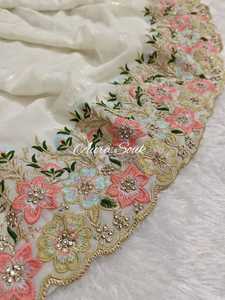 Hot Selling Georgette With Sequins And Stone Work Saree Wholesale Factory <b>Supply</b> From India At Cheap Rate - Product Image 4