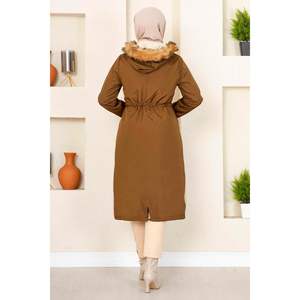 Tunnel Ceinture Arquée Hijab Manteau Motif Régulier 40/38 165cm Marron Turquie - Product Image 5