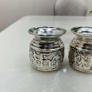 Argent allemand gravé à la main Big Lota 3 pouces plaqué argent Kalash magnifiquement gravé à la main métallique Pooja Kalash vente en gros OEM - Product Image 2