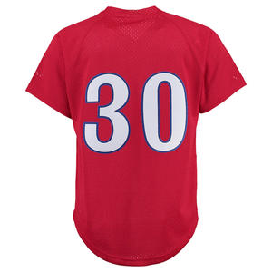 Jersey de práctica de béisbol y softbol auténtico de talla grande para hombre, transpirable, gris, rojo y azul, Jersey suave para jugadores deportivos - Product Image 6