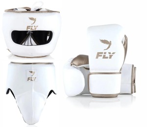 Set de Boxeo de Primera Calidad en Color Blanco, Hecho de Cuero Genuino, con Logotipo Personalizado, Cierre de Velcro y Cordones, para Muay Thai - Product Image 5