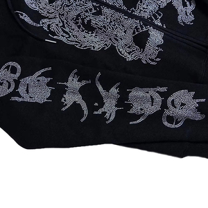 Sudaderas con Capucha Personalizadas para Hombre, 100% Algodón, Gruesas, Casuales, de Invierno, Talla Grande, con Cremallera Completa y Pedrería, Servicio OEM - Product Image 2