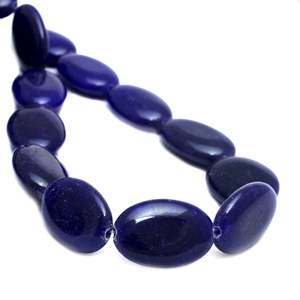 Chaîne de perles ovales en pierre naturelle bleu marine pour la fabrication de bijoux, vente en gros, Chakralume, 23 pièces, 15x20mm, coupe lisse - Product Image 2