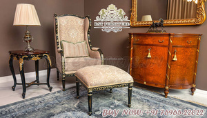 Élégant Sculpté À La Main D'or Finition Accent Chaises Dossier Haut Chaise D'appoint Salon Royal Or Finition Haute Retour Accent Chaises - Product Image 6
