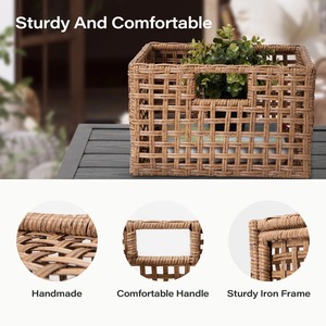 Square woven rattan <b>basket</b> Handmade <b>Storage</b> <b>Basket</b> Wholesale eco-friendly Made in Viet Nam - Product Image 6