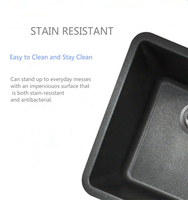 Évier de cuisine en composite de pierre de quartz de granit noir de haute qualité au-dessus du comptoir avec accessoires