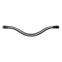 Nueva Brida de Doma de Lujo Negra de Cuero Charol Anatómica con Cristales y Banda Frontal Acolchada Suave, Talla Cob-Completa, Modelo AO/B/41, Hecha en India
