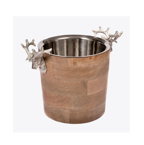 Seau à glace en bois d'acacia de nouveau style avec couvercle fabricant fait à la main seau à glace à double paroi en bois et en métal pour bar hôtel usage domestique - Product Image 6