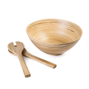 Ensemble de bols à salade élégants en bambou naturel poli, biodégradables, faits à la main, écologiques, légers et minimalistes - Product Image 1