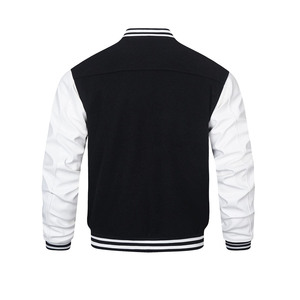 Chaqueta con logotipo de diseño personalizado para hombre, chaqueta de béisbol bordada con mangas de cuero y lana de alta calidad, ropa de calle de talla grande - Product Image 6