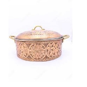 The QUALITY <b>COLLECTION</b> Luxury Roman Style High Quality Finished Copper Pot Round Serving Bowl with Lid Handle Tabletop Use - Product Image 4
