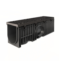 Technodrain PROMAX HDPE, canal de drainage extérieur de conception industrielle moderne, grille en fonte ductile 200x150, maille noire