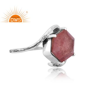 Anillo de declaración de piedras preciosas de cuarzo de fresa Natural de plata de ley oxidada más vendido, joyería personalizada para mujer, regalo para ella - Product Image 2