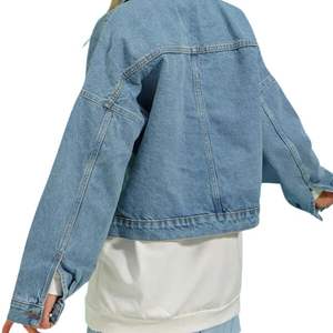 Chaqueta vaquera holgada de una sola botonadura para mujer OEM/ODM Chaqueta vaquera abotonada de estilo grunge de moda lavada versátil Corte desgastado - Product Image 3