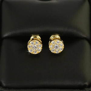 Hailer Joyas Halo Cutout Hip Hop <b>Earrings</b> <b>Men</b> Round <b>Earrings</b> Silver Vvs Lab Grown Diamond <b>Earrings</b> 14K <b>Gold</b> - Product Image 3