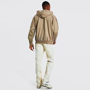 เสื้อฮู้ดผู้ชายผ้าฟลีซสำหรับฤดูหนาว ปรับแต่งได้ ผ้าฝ้าย 100% หนานุ่ม ทรงโอเวอร์ไซส์ ไหล่ตก พิมพ์ลายโลโก้สีดำแบบดิสเทรส - Product Image 5