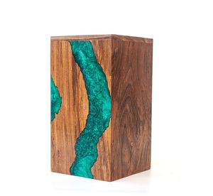 Handcrafted Rosewood Green Resin Memorial Urn <b>Box</b> Elegant and Unique Remembrance <b>Keepsake</b> - Product Image 4