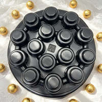 Plateau rond en PP noir de qualité alimentaire, plateau à 15 cavités pour grandes boules de chocolat, grand plateau pour truffes, plateau intérieur pour boîte cadeau alimentaire haut de gamme