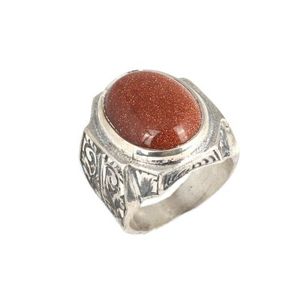 Men's 925 <b>Sterling</b> <b>Silver</b> <b>Ring</b> Oval Star Stone <b>Set</b> in Bezel Setting Pen-Shaped for Everyday Wear - Product Image 1