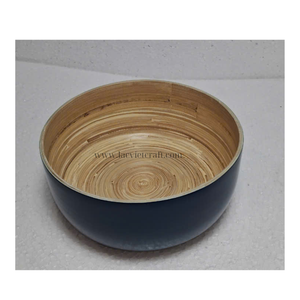 Ensaladera de bambú hecha a mano natural de primera elección minimalista, cuenco de bambú para servir, utensilios de cocina, venta al por mayor, hecho en Vietnam - Product Image 1