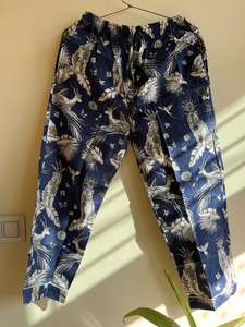 Bleu coton biologique femmes costume de nuit imprimé col en V pyjamas respirant doux confortable Sexy ensemble de vêtements de nuit motif Animal - Product Image 5