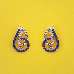 Kriaa Trendy Gold-Plated <b>Stud</b> <b>Earrings</b> with Blue Austrian Stone Zircon Diamond Pearl-Cute Hoop Design for Parties-1313843H - Product Image 1